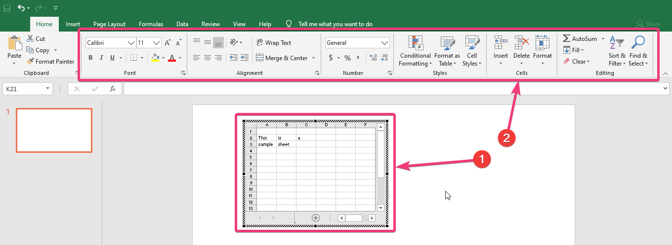 如何显示从Microsoft Excel到PowerPoint演示的表